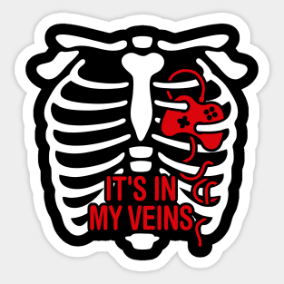 It's in my veins Halloween Rib cage heart gaming gamer Halloween Sticker